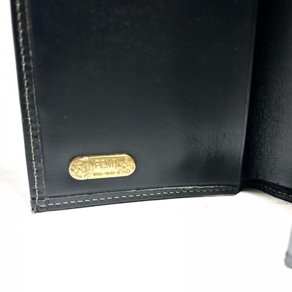 フェンディ FENDI 3つ折り財布 03070 ペカン PVC(塩化ビニール)×レザー ダークブラウン×ブラウン ストライプ 財布の画像5