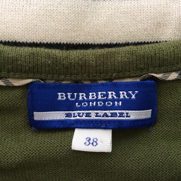 バーバリーブルーレーベル Burberry Blue Label 長袖カットソー サイズ38 M - カーキ×アイボリー×マルチ レディース ボーダー トップスの画像3