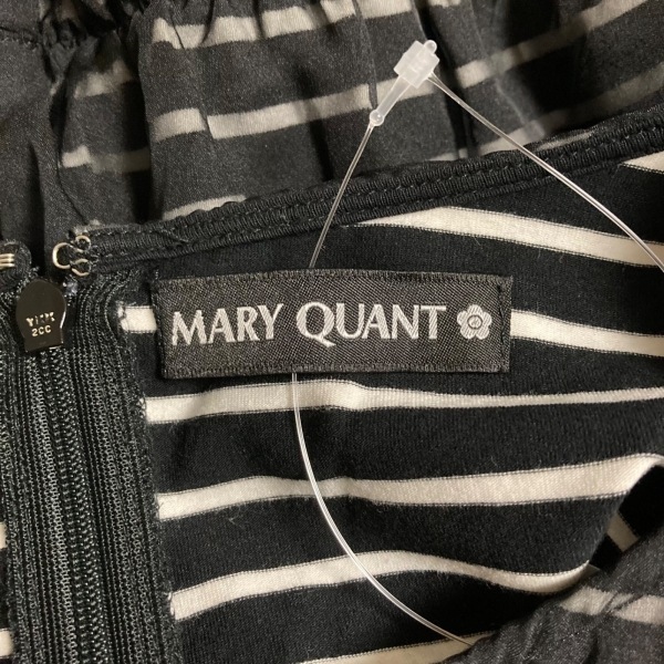 マリークワント MARY QUANT サイズM - 黒×白 レディース 半袖/ひざ丈/花柄/ボーダー ワンピース_画像3