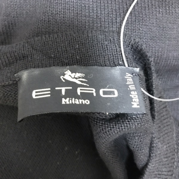 エトロ ETRO 半袖カットソー サイズ46 L - 黒×パープル×マルチ レディース クルーネック/ニット/前面シルク/ペイズリー柄 トップスの画像3