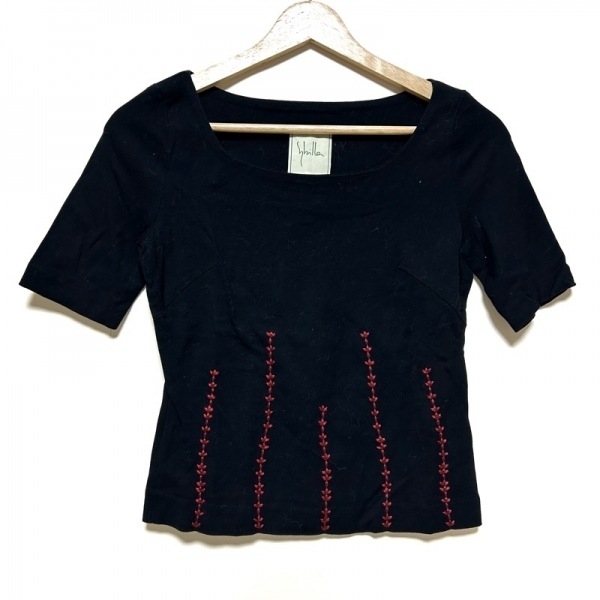 シビラ Sybilla 半袖カットソー サイズ40 XL - 黒×レッド レディース 刺繍 トップス_画像1