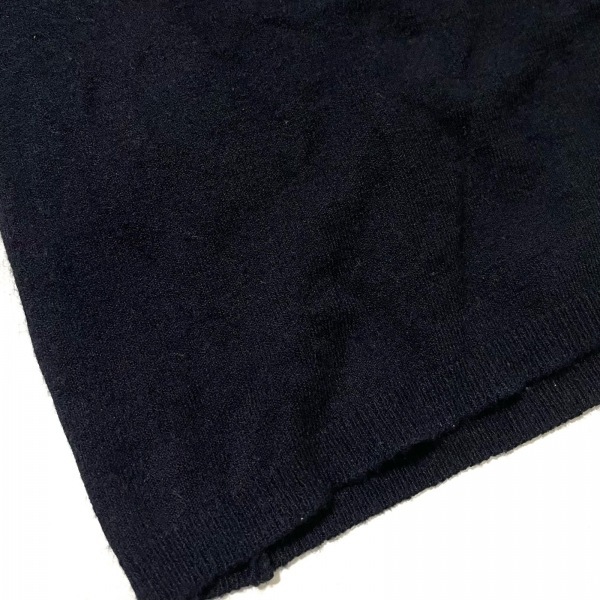  Dux DAKS джемпер с коротким рукавом / вязаный размер 40 L - чёрный × белый женский с высоким воротником / стразы tops 