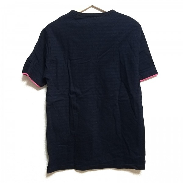 バーバリーブラックレーベル Burberry Black Label 半袖Tシャツ サイズ3 L - ダークネイビー×ピンク メンズ Vネック トップス_画像2