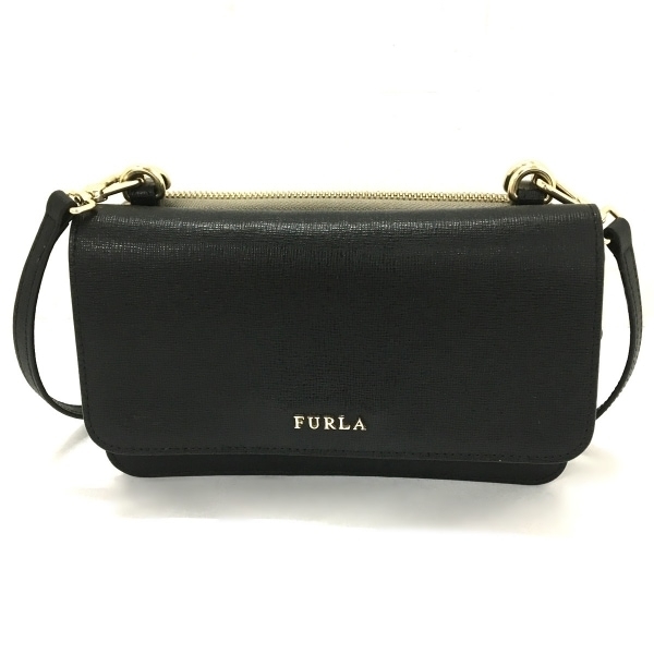 フルラ FURLA ショルダーバッグ - レザー 黒 ウォレットバッグ 美品 バッグ