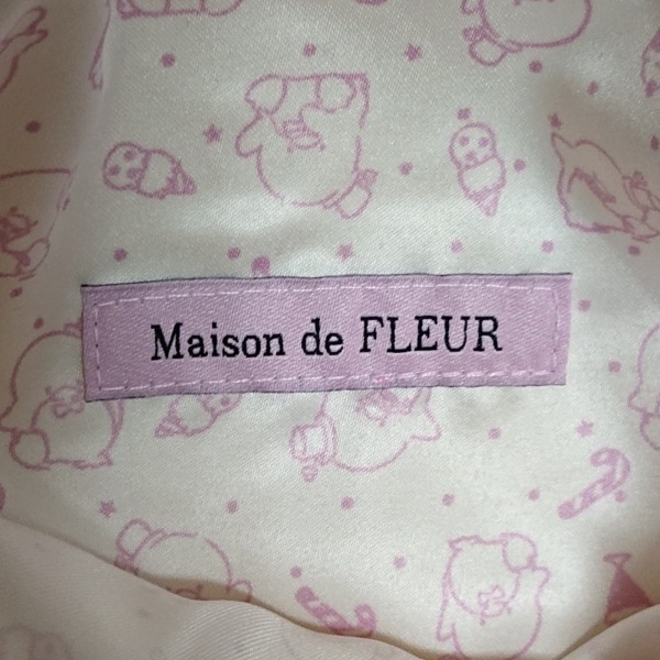 メゾンドフルール Maison de FLEUR トートバッグ - 化学繊維 白×ライトブルー×マルチ パール/リボン/ペンギン/フリル バッグ_画像8