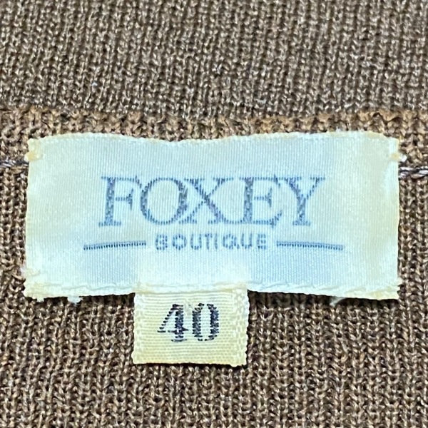 フォクシー FOXEY サイズ40 M - ダークブラウン レディース クルーネック/半袖/ひざ丈/ニット ワンピース_画像3