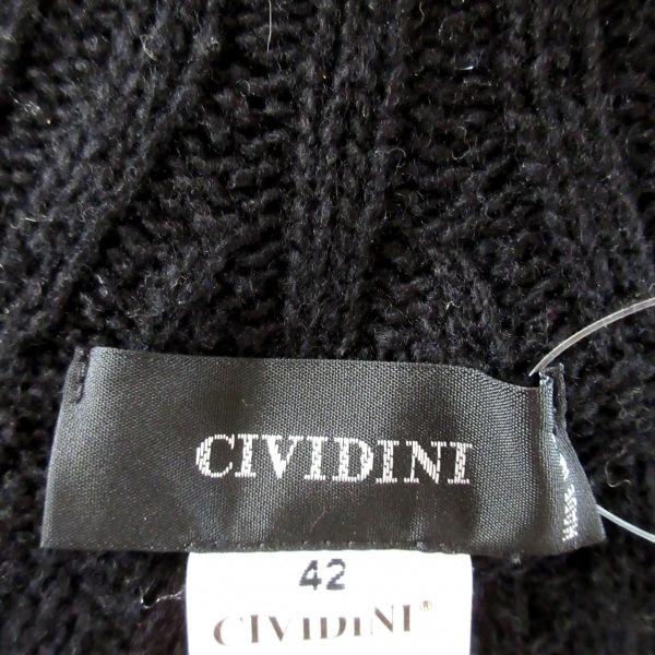 チヴィディーニ CIVIDINI 長袖セーター/ニット サイズ42 M - 黒×ライトブラウン レディース タートルネック/ボーダー トップス_画像3