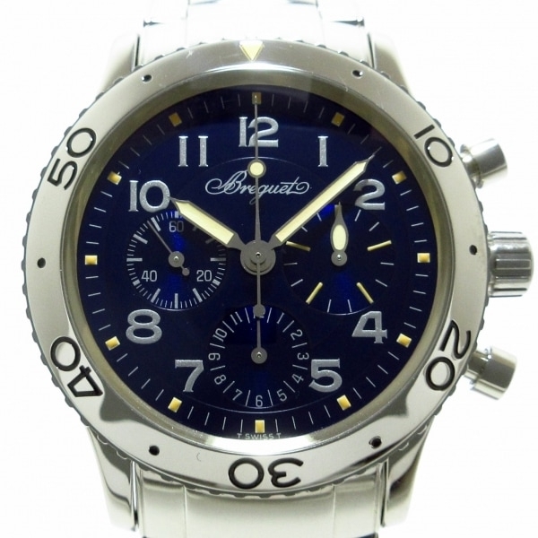 BREGUET(ブレゲ) 腕時計■美品 タイプXX アエロナバル 3807ST/J2/SW9 メンズ SS/クロノグラフ/裏スケ/日本限定1000本 ブルー
