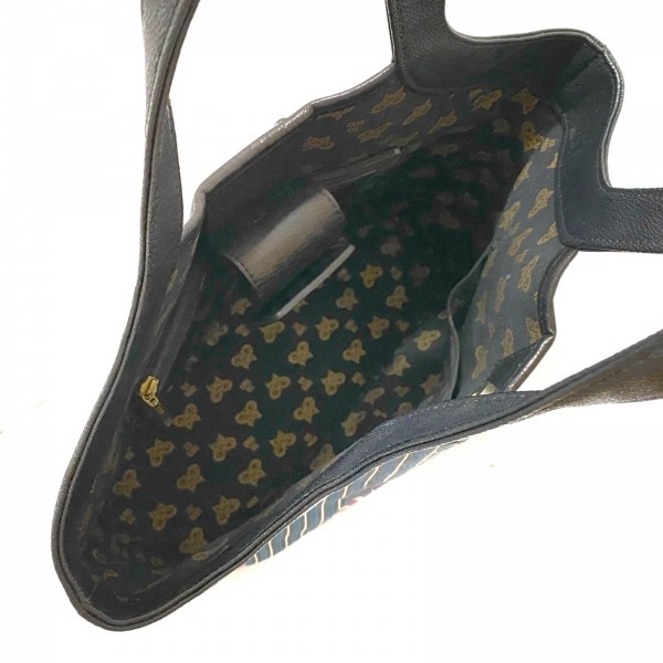 アナスイ ANNA SUI トートバッグ - PVC(塩化ビニール)×レザー 黒×ブルー×マルチ ストライプ/花柄 バッグの画像7