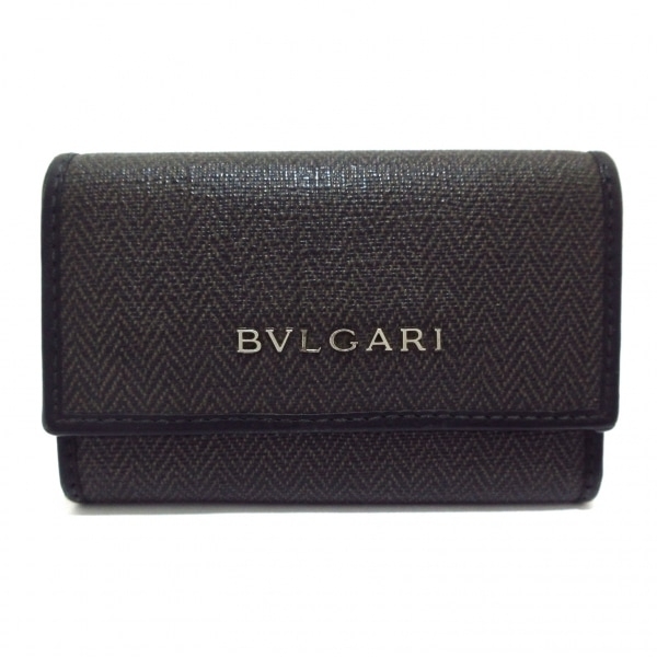 ブルガリ BVLGARI キーケース - PVC(塩化ビニール)×レザー ダークブラウン×黒 6連フック 財布_画像1