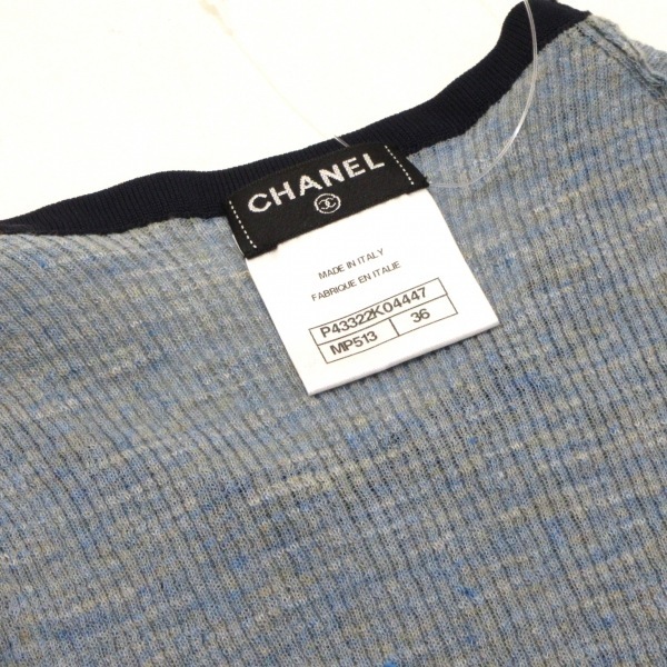 シャネル CHANEL 半袖セーター/ニット サイズ36 S P43322 - ライトブルー×ダークネイビー×レッド レディース クルーネック/2012年 美品_画像9