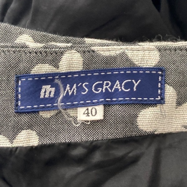 エムズグレイシー M'S GRACY スカート サイズ40 M - グレー×白×黒 レディース ひざ丈/花柄/ラメ ボトムス_画像3