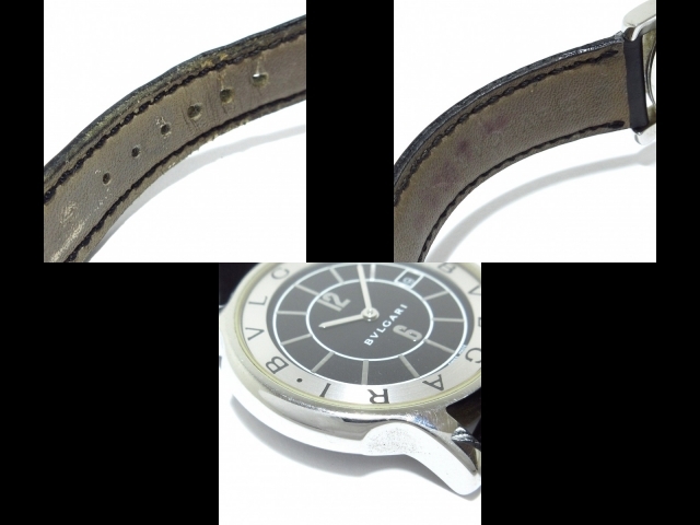 BVLGARI(ブルガリ) 腕時計 ソロテンポ ST35S メンズ 革ベルト 黒×シルバーの画像10