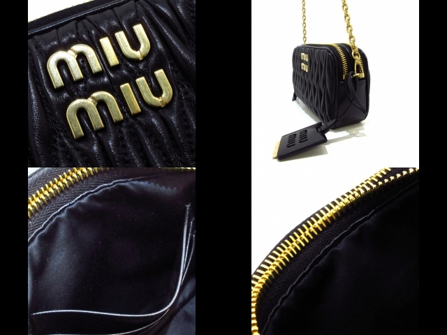 ミュウミュウ miumiu ショルダーバッグ 5BP045 マテラッセ レザー 黒 レディース チェーンショルダー RFID済み 美品 バッグ_画像10