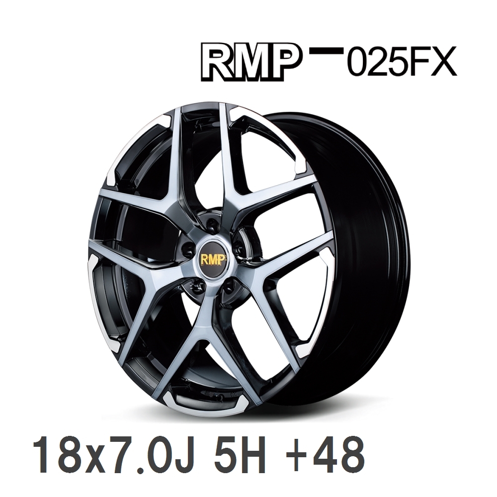 【MID/マルカサービス】 RMP 025FX 18x7.0J +48 114 5H ブラックポリッシュ/ハイブリッドクリア/GOLD アルミホイール 4本セット_画像1