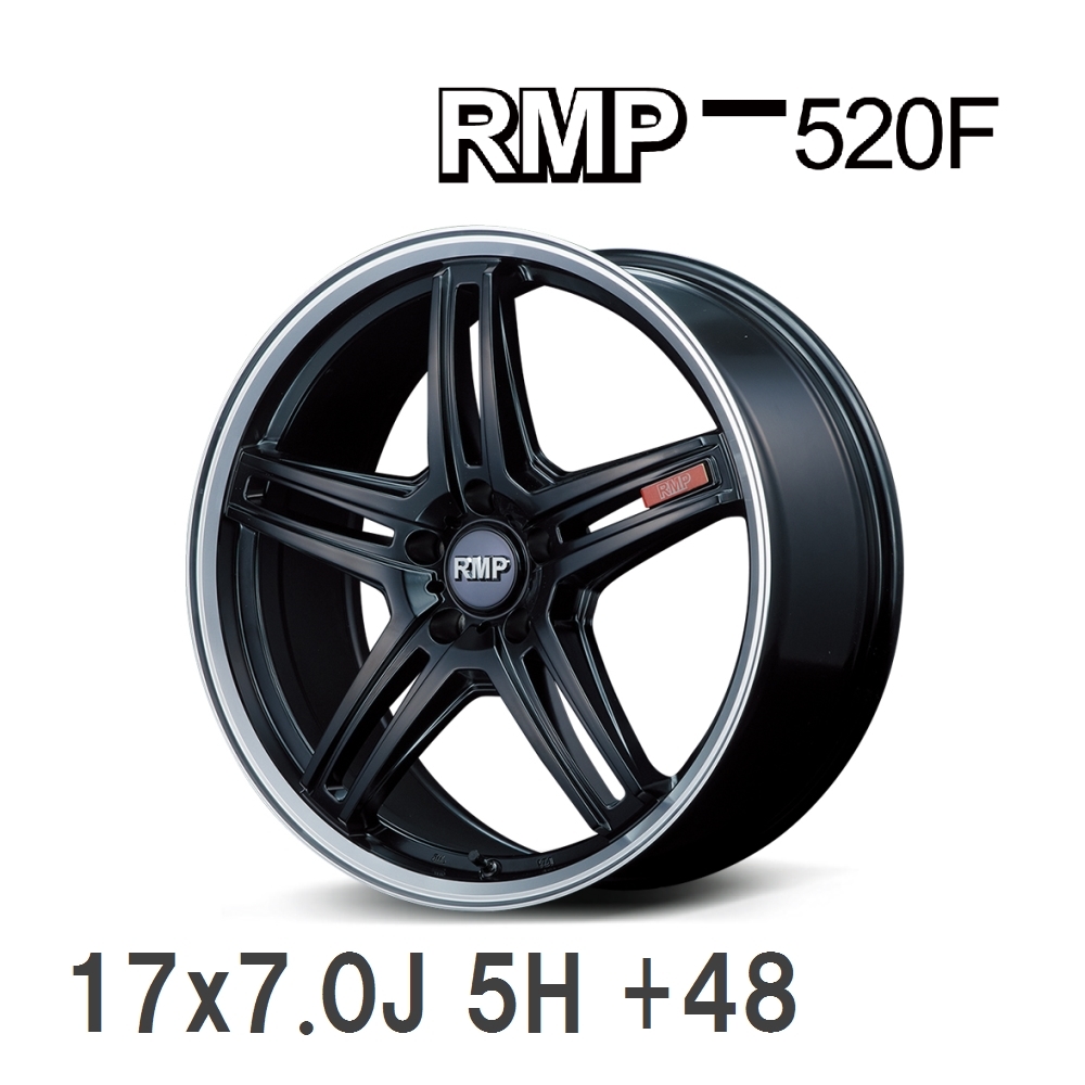 【MID/マルカサービス】 RMP 520F 17x7.0J +48 100 5H セミグロスブラック/リムポリッシュ アルミホイール 4本セット_画像1