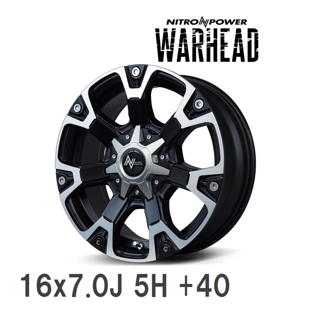 【MID/マルカサービス】 NITRO POWER WARHEAD 16x7.0J +40 114 5H セミグロスブラック＋ハーフポリッシュ アルミホイール 4本セット_画像1