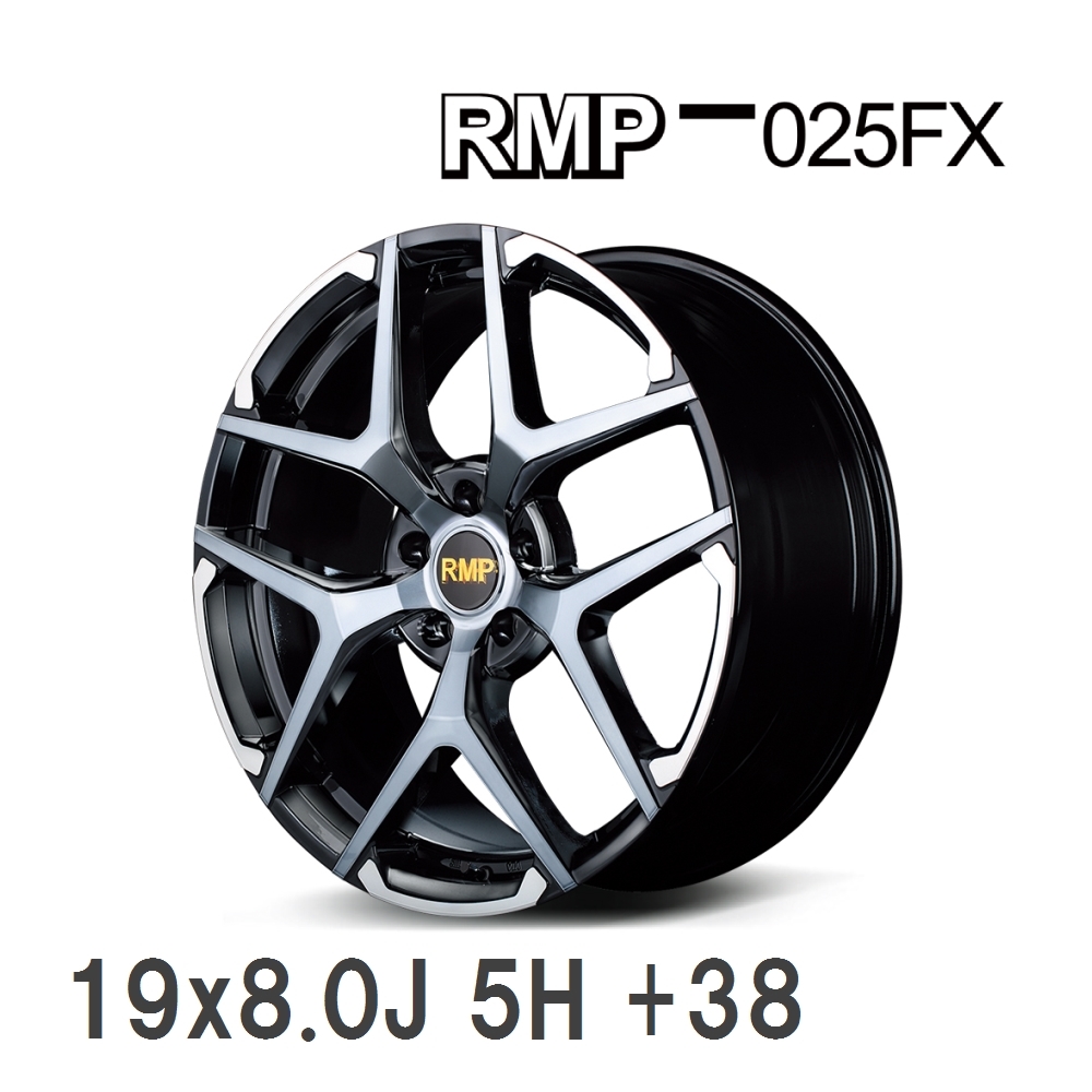 【MID/マルカサービス】 RMP 025FX 19x8.0J +38 114 5H ブラックポリッシュ/ハイブリッドクリア/GOLD アルミホイール 4本セット_画像1