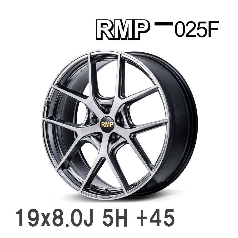 【MID/マルカサービス】 RMP 025F 19x8.0J +45 114 5H ハイパーメタルコート＋ブラッシュドフィニッシュ アルミホイール 4本セット_画像1