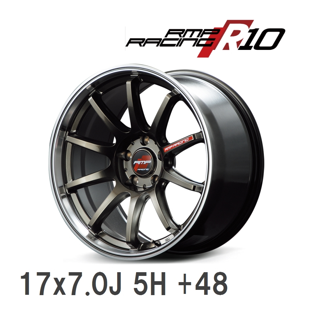 【MID/マルカサービス】 RMP Racing R10 17x7.0J +48 114 5H レーシングチタンシルバー/リムポリッシュ アルミホイール 4本セット_画像1