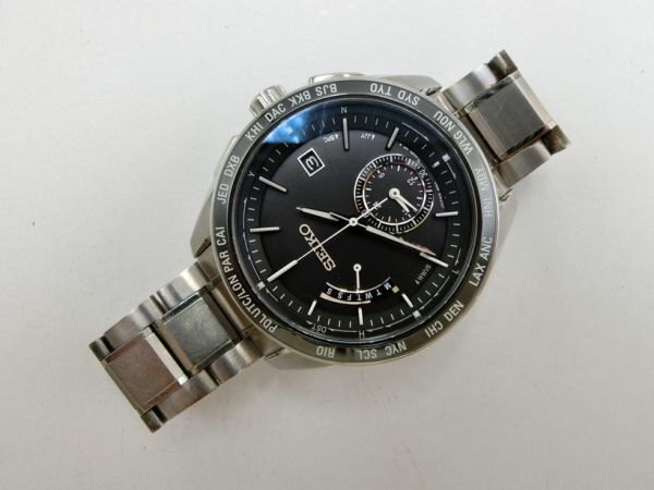 T【ツ4-19】【60サイズ】▲SEIKO セイコー ブライツ ワールドタイム 8B54-0BC0 ソーラー 腕時計/動作OK/※傷汚れ・欠損有_画像5