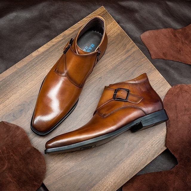 チェルシーブーツ ブーツ メンズシューズ　牛革　ビジネスシューズ　イギリス風　革靴　 フォーマル　本革　紳士靴　ブラウン　24.5cm_画像4