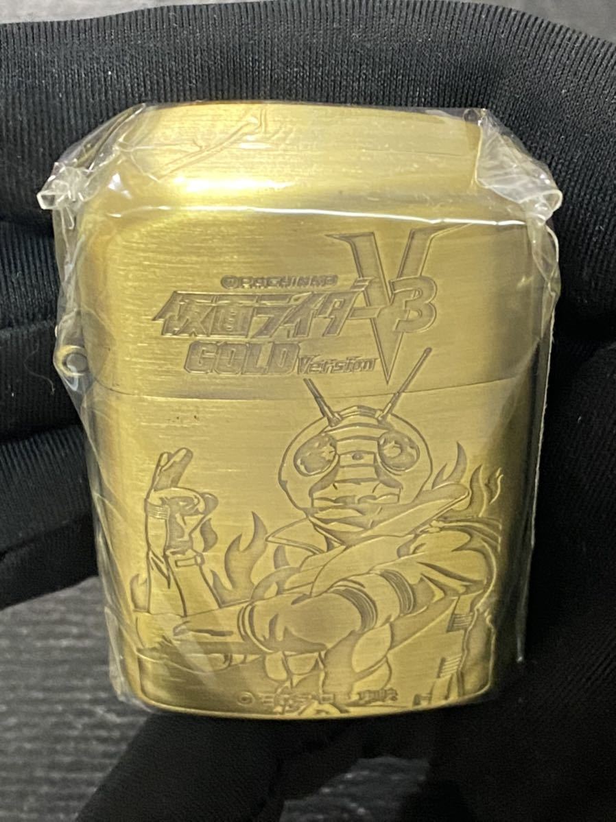 仮面ライダーV3 GOLD version 限定品 ロンソン オイルライター ゴールド 両面デザイン 希少モデル シリアルナンバー NO.0110 RONSON_画像5