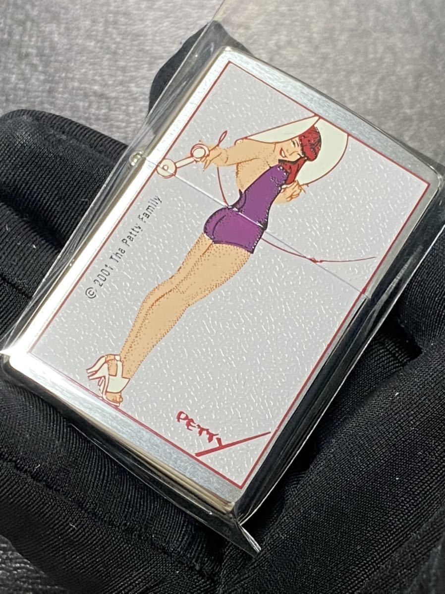 zippo ペティーガール ヴィンテージ シルバー 希少モデル ヴィンテージ 2001年製 PETTY GIRL ケース 保証書付き