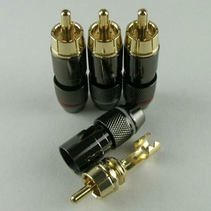 *RCA plug RCA connector pin plug handle da type original work for gilding B gun black 4 pcs set [ free shipping ]