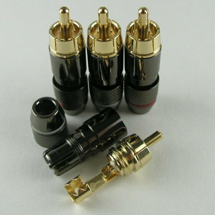 *RCA plug RCA connector pin plug handle da type original work for gilding B gun black 4 pcs set [ free shipping ]