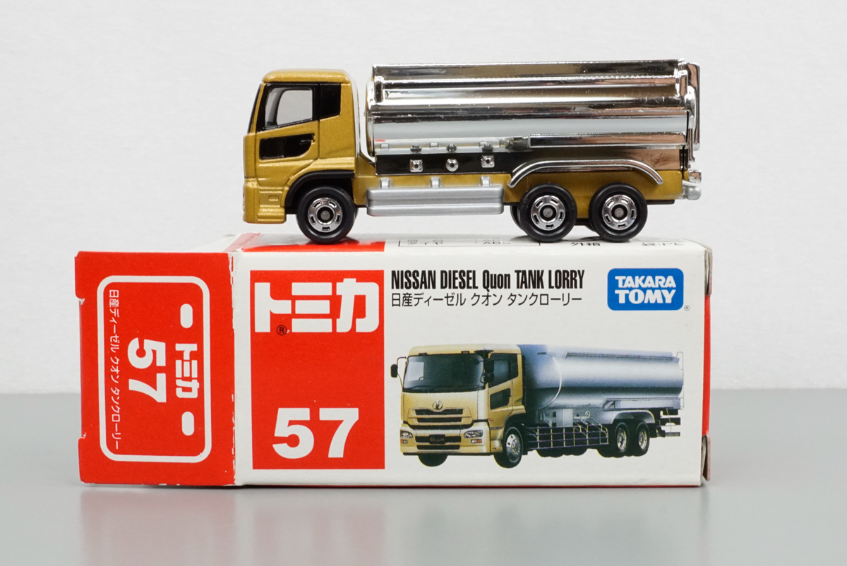 トミカ 57 日産ディーゼル クオン タンクローリー 美品 希少品 廃盤品 NISSAN DIESEL Quon TANK LORRY tomica TAKARA TOMYの画像1