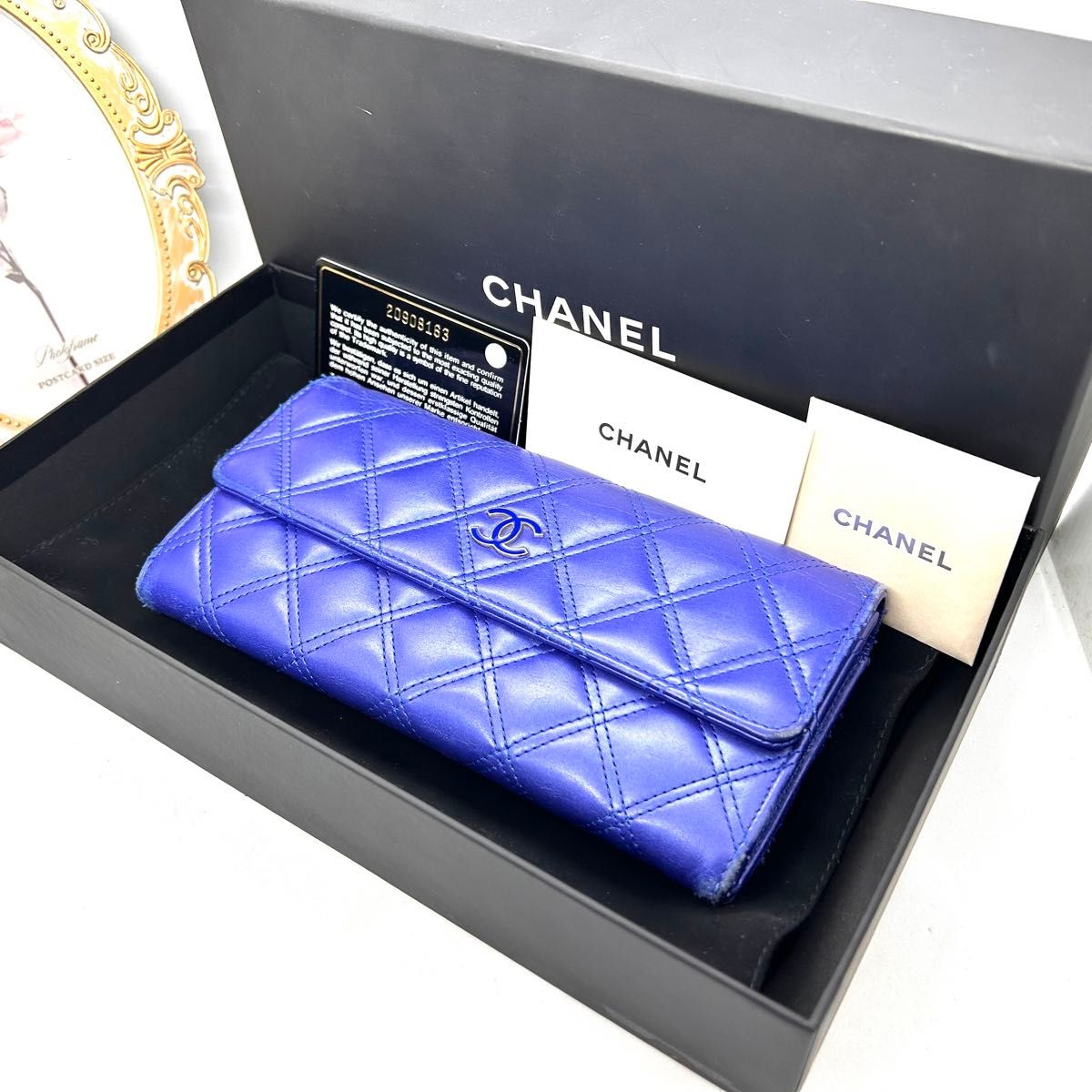 美品 CHANEL シャネル マトラッセ メタリック 長財布 レディース  シリアルシール ココマーク