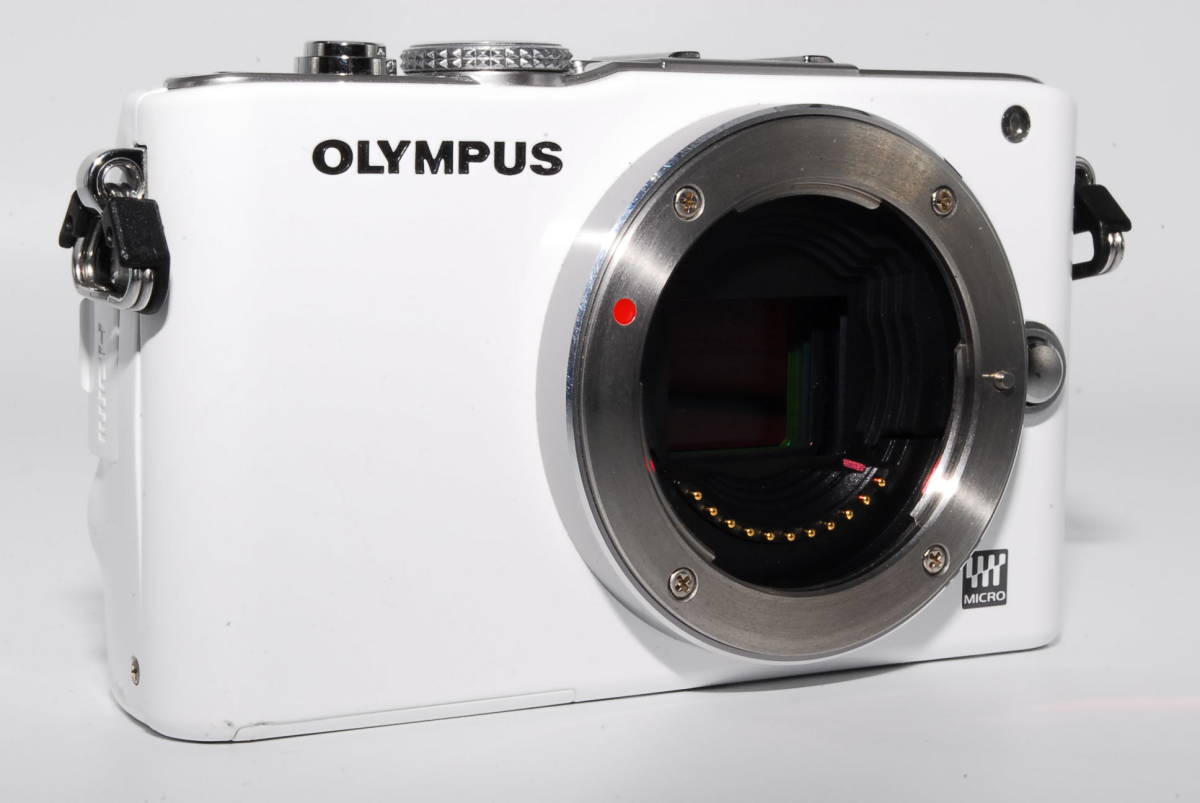 ★気合いの１円スタート★ OLYMPUS PEN Lite E-PL3 オリンパス ミラーレス ボディ 眼 PL ホワイト　白 デジカメ 訳あり 匿名配送_画像3