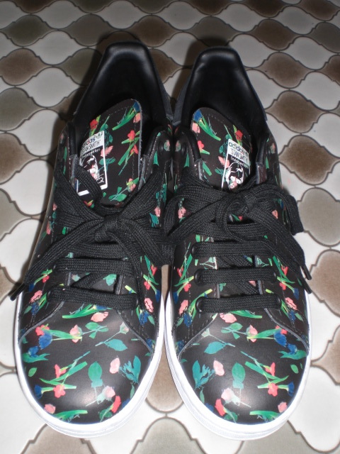 ADIDAS STIN SMITH Adidas Stansmith sneakers deck shoes black floral print 24.5.ART:EE4893