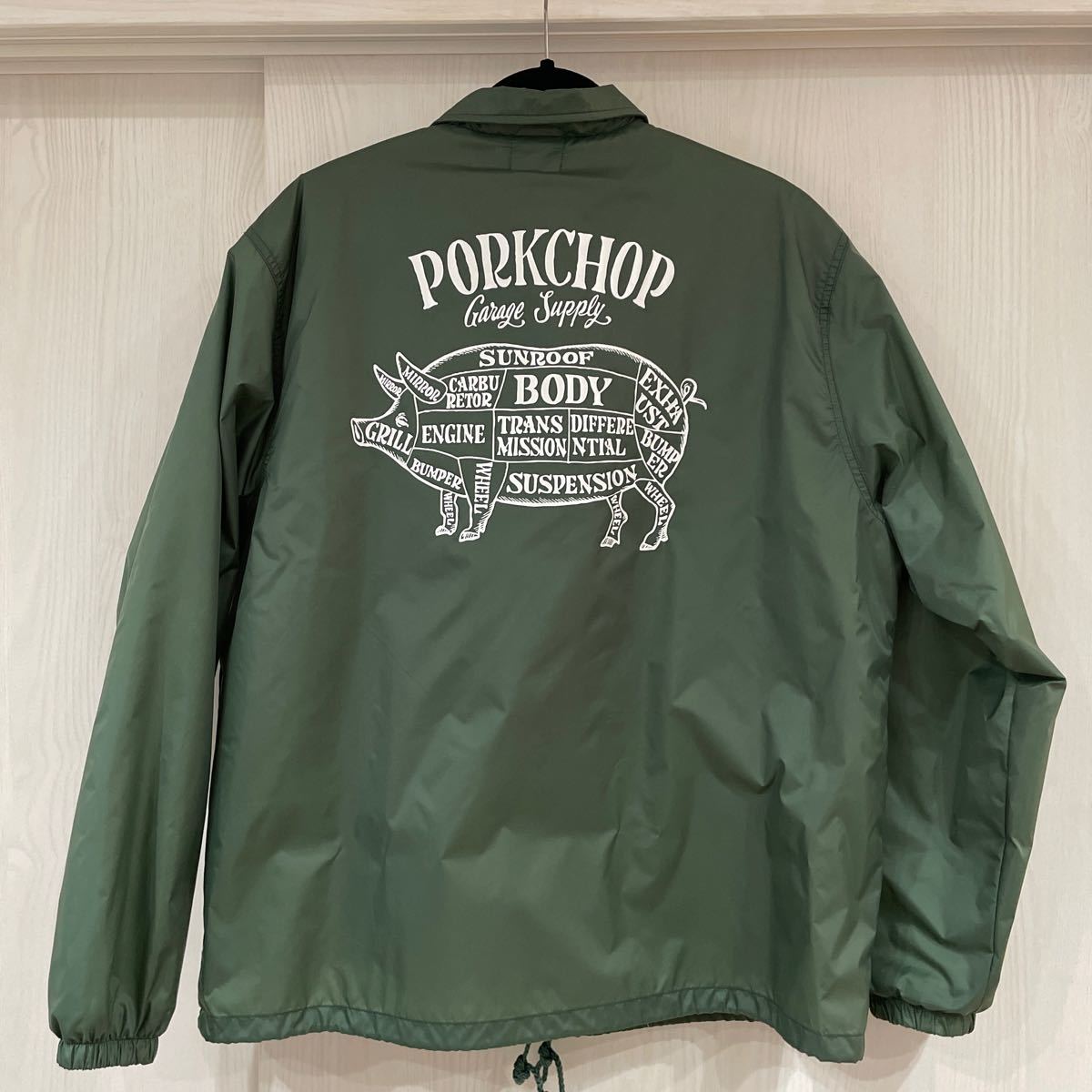 PORKCHOP GARAGE SUPPLY ポークチョップガレージサプライ ボア コーチジャケット　size L グリーン_画像1