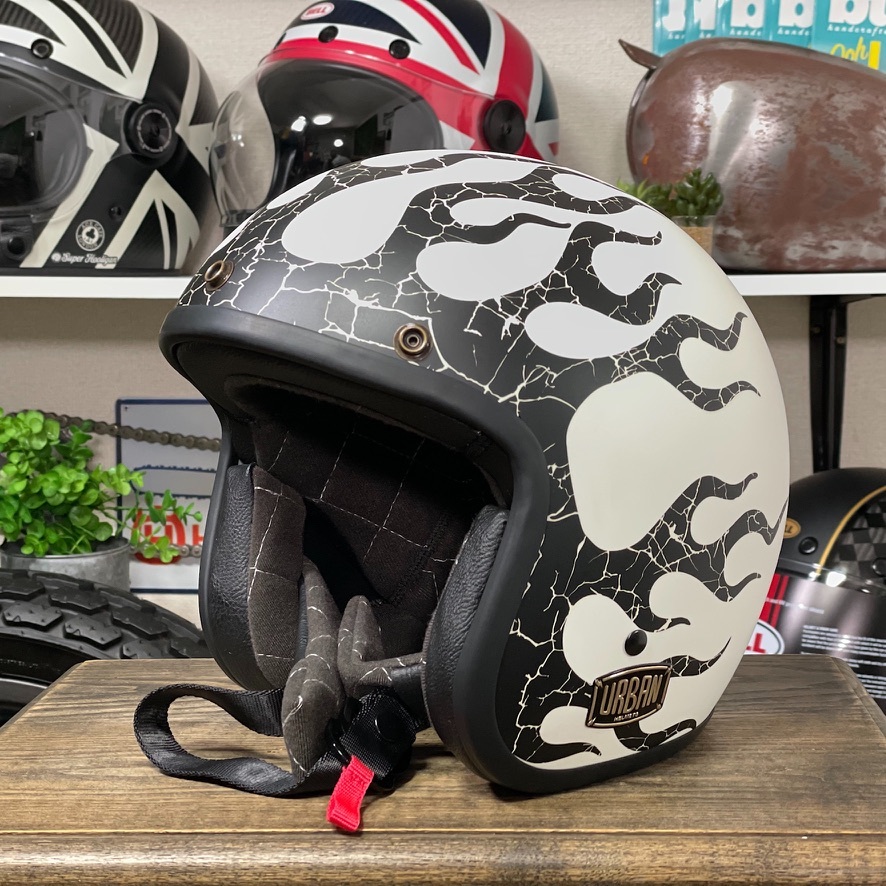 新品☆URBAN HELMETS TRACER アーバン ヘルメット ジェットヘルメット ファイアーパターン ホワイト/L 輸入品 DOT規格_画像6