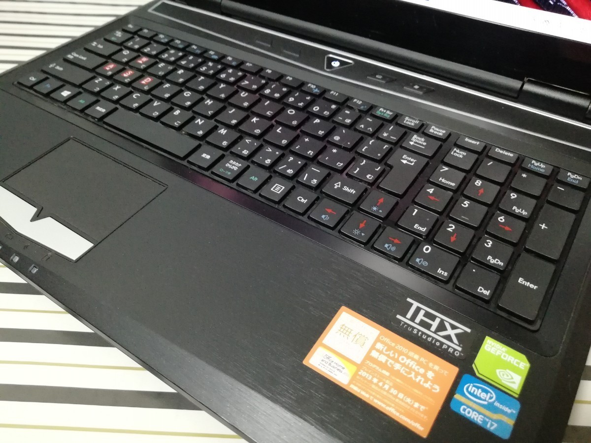 高速SSD256GB+HDD500GB▽ゲーミングノートPC▽15.6型FULLHD GALLERIA QF675MX/corei7 3630QM/Geforce/メモリ8GB/Windows11/Office/充電器_画像2