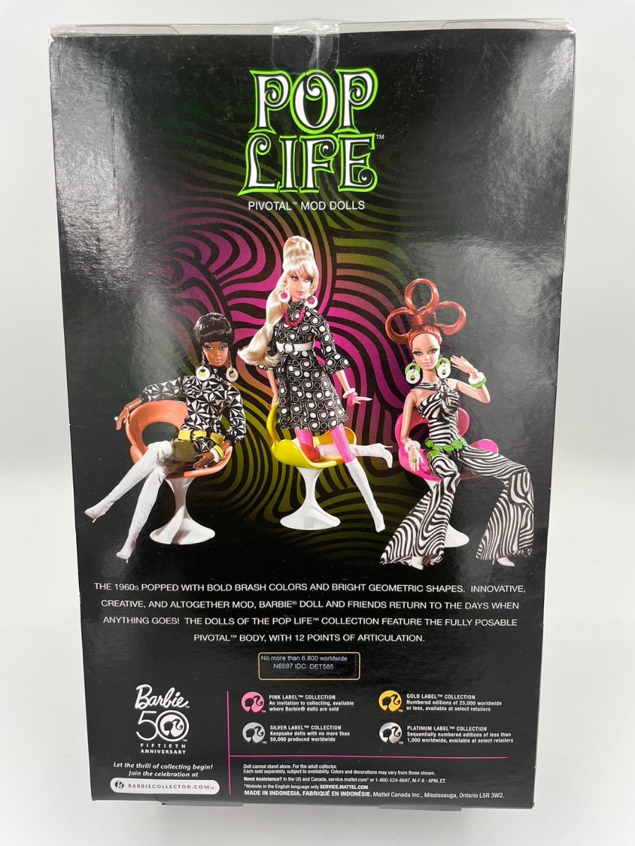 ⑩【★激レア品】MATTEL マテル バービー ポップライフ 50周年記念 着せ替え人形 Barbie POP LIFE モッズ バービーコレクション ドールの画像3
