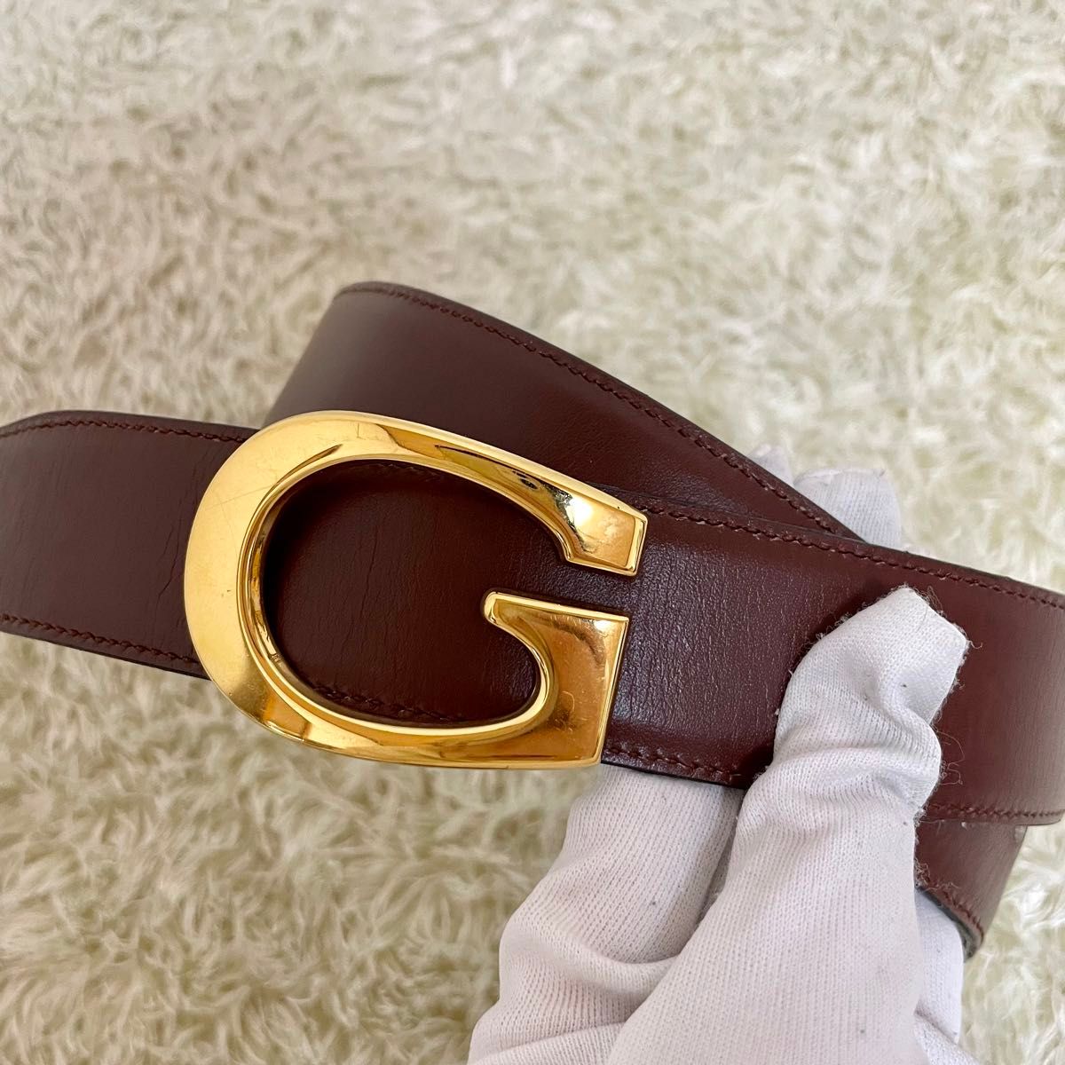 GUCCI グッチ G ロゴ レディース レザー ベルト ブラウン GUCCI グッチ ベルト Gロゴ バックル レディース ブラウン