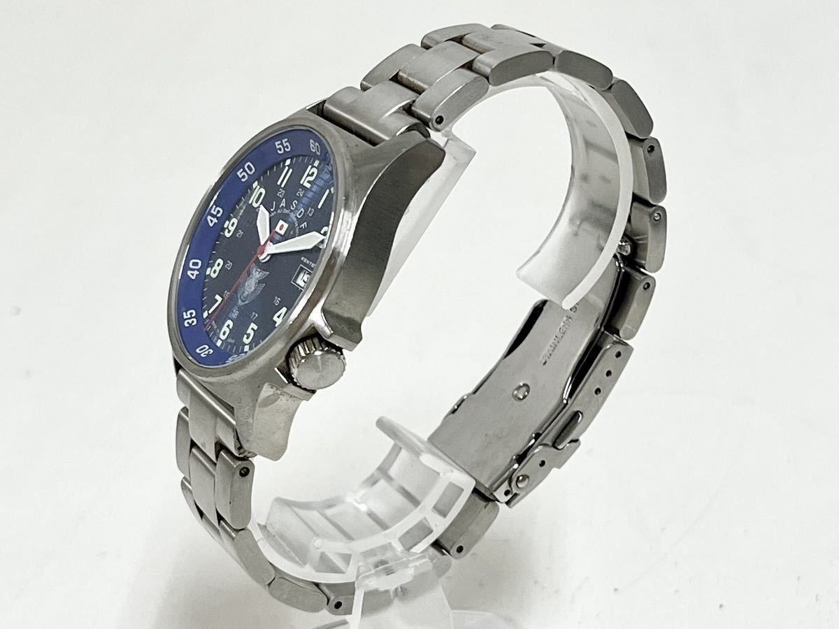 2h battery replaced KENTEX kentex JASDF aviation self .. quartz men's wristwatch Date blue blue face QZ