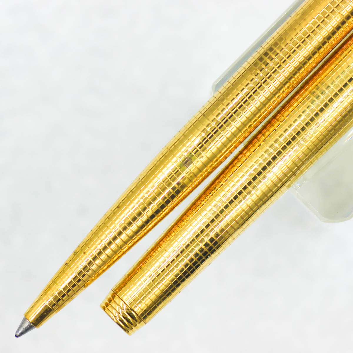 極美品 パーカー 75 インシグニア ゴールド（１４金張） シズレ 万年筆 １４金Ｆニブ 純正コンバーター・ボールペン（おまけ）付 （加女）_画像7