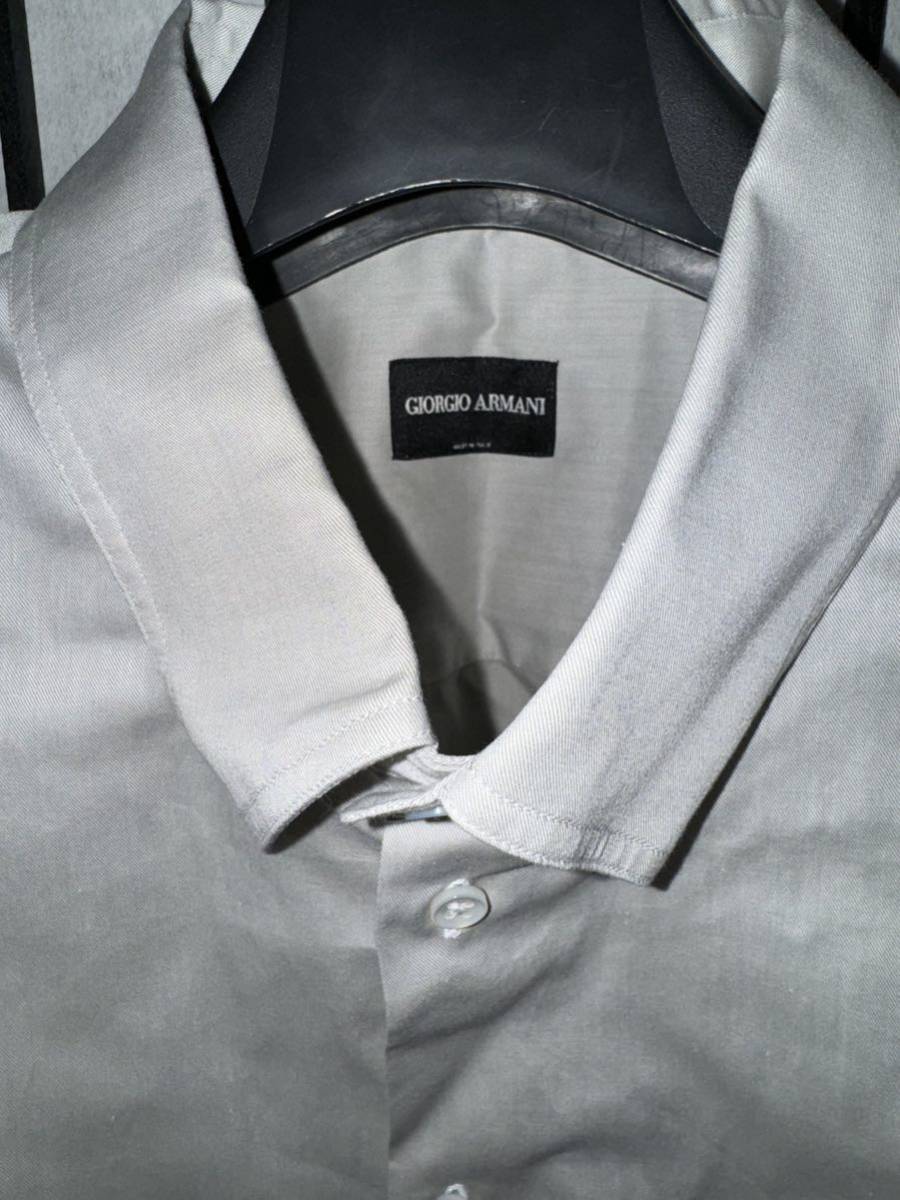 ジョルジオアルマーニ　Yシャツ　綿100% グレー系　首回り45cm 3L相当　イタリア製_画像3