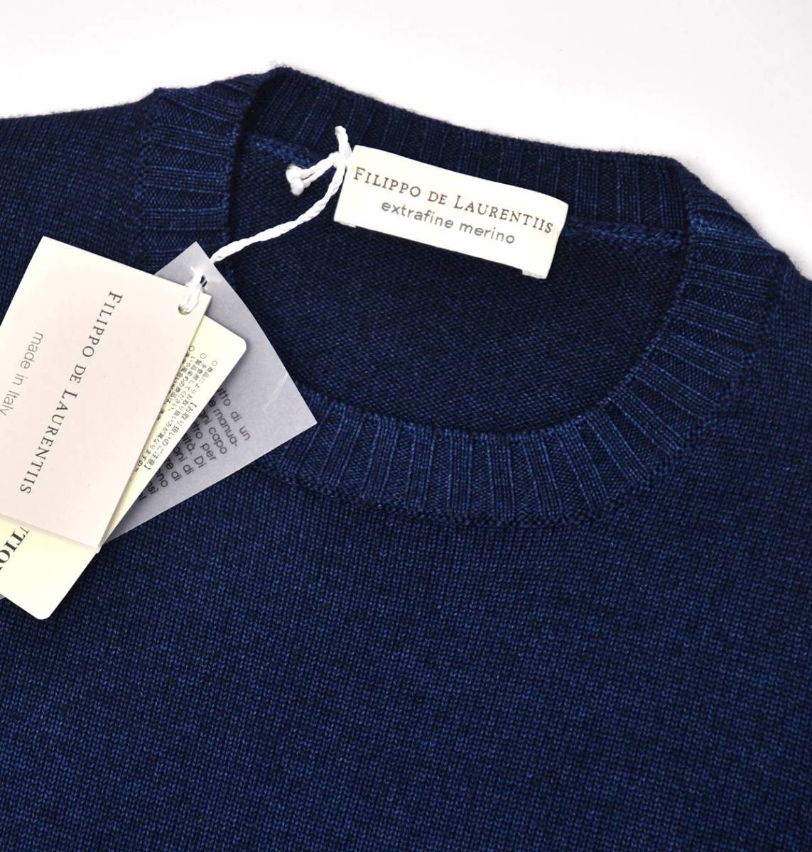  new goods filipote low Len tisFILIPPO DE LAURENTIIS crew neck knitted 48 product dyeing blue 