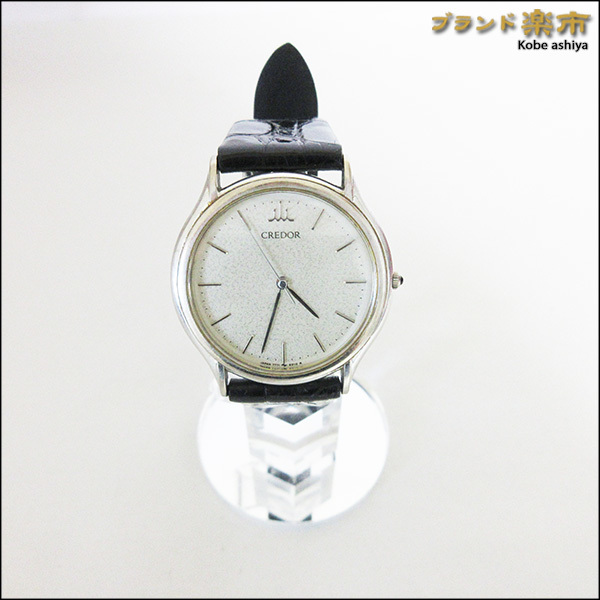 *SEIKO セイコー クレドール クォーツ 腕時計 メンズ 金無垢 K18WG シルバー×ブラック 7771-6020*送料込_画像1