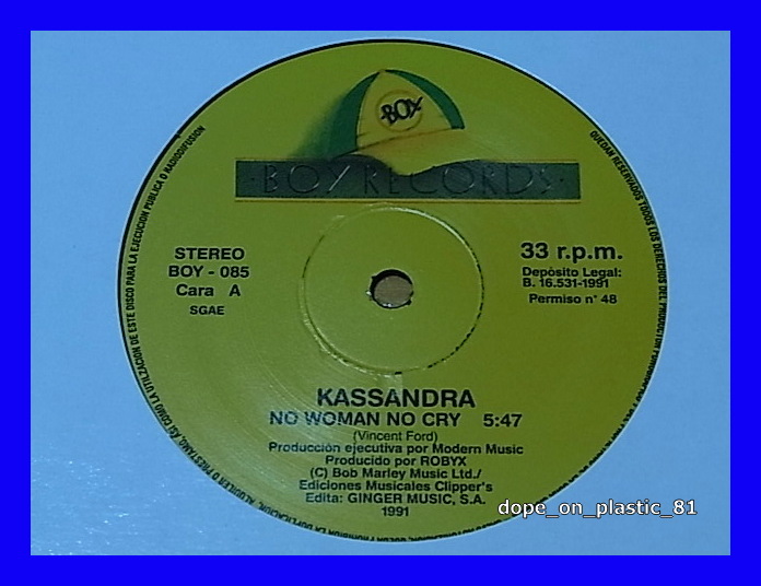 Kassandra / No Woman No Cry/♪Bob Marleyカヴァー/5点以上で送料無料、10点以上で10%割引!!!/12'_画像1