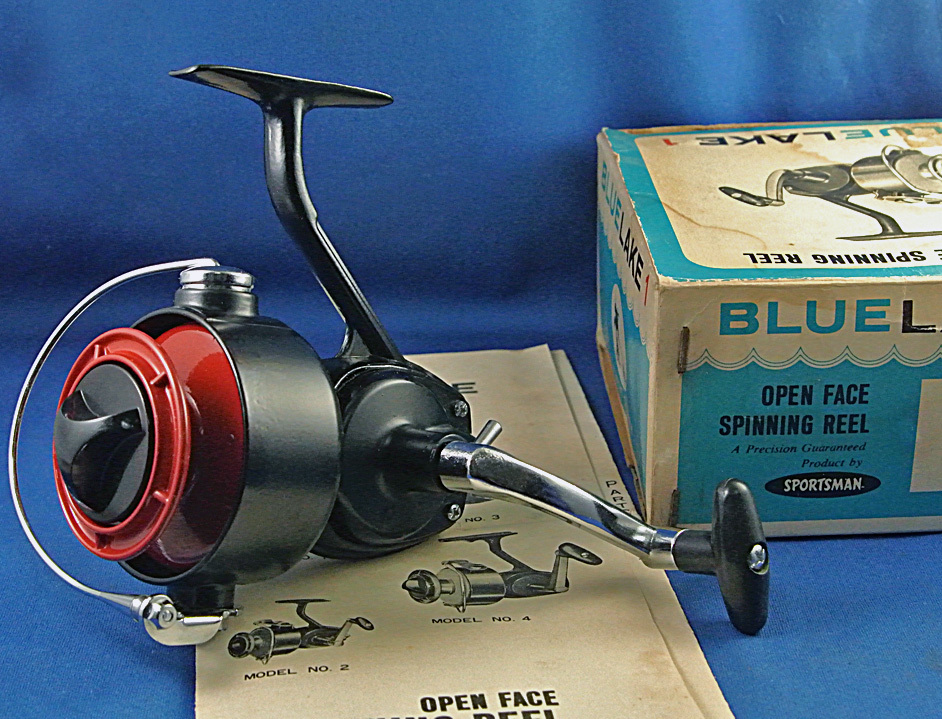 ☆ Vintage BlueLake1 SportsMan Spinning Reel☆ 激レア超マニアック！！新品 未使用 元箱取説付 ブルーレイクオープンフェイスリール_元箱、取説付きです。