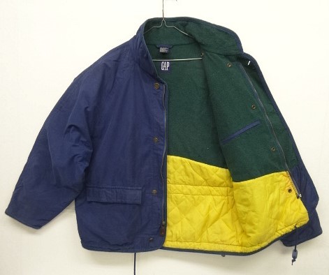 90s ヴィンテージ GAP ギャップ 旧タグ 裏地ウール スタンドカラージャケット ネイビー VINTAGE 90年代 オールドギャップ_画像5