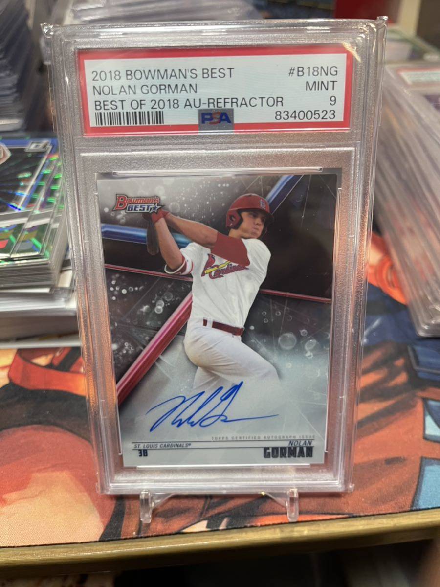 PSA9 2018 Bowman’s Best Nolan Gorman 直筆サインカード Refractor Topps ノーラン ゴーマンAuto