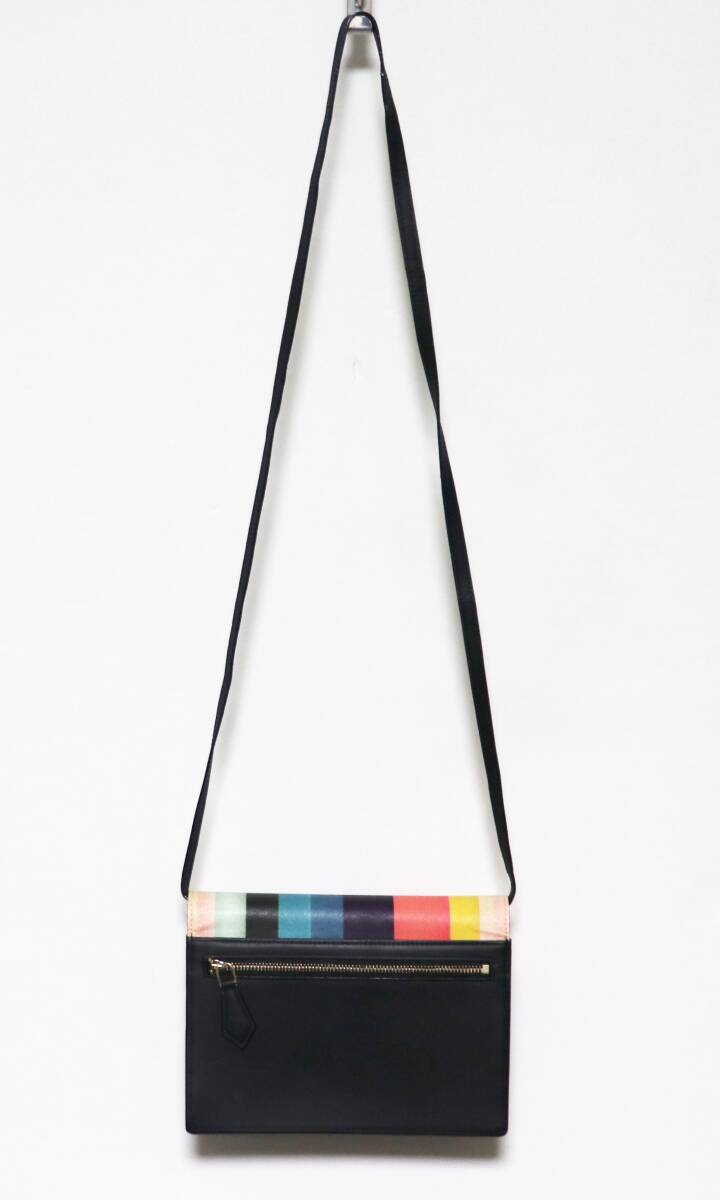 《Paul Smith ポールスミス》箱付新品 シグネチャーストライプ オールレザーショルダーバッグ クラッチバッグ A9482_画像3