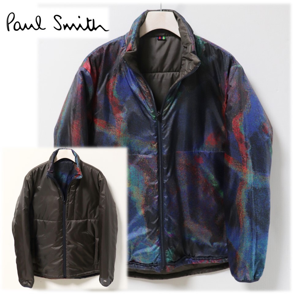 《Paul Smith ポールスミス》新品 スタンドカラー グラフィックデザイン リバーシブル中わたジャケット ブルゾン M A9441